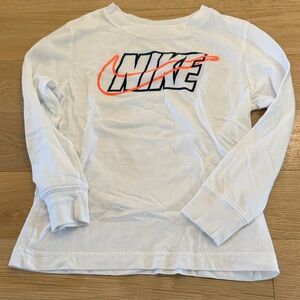 Nike Kids White and Orange Long Sleeve Tee